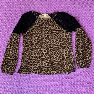 Michael Kors Leopard Print and Lace Long Sleeve
